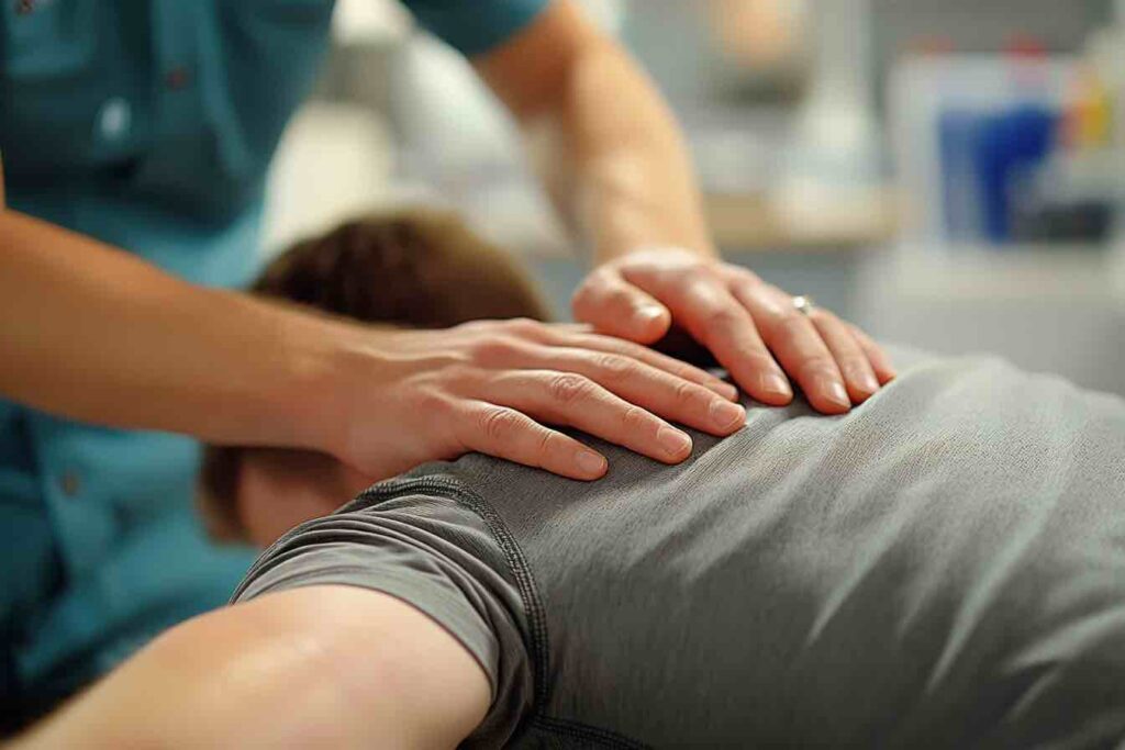 Therapist performing physical massage